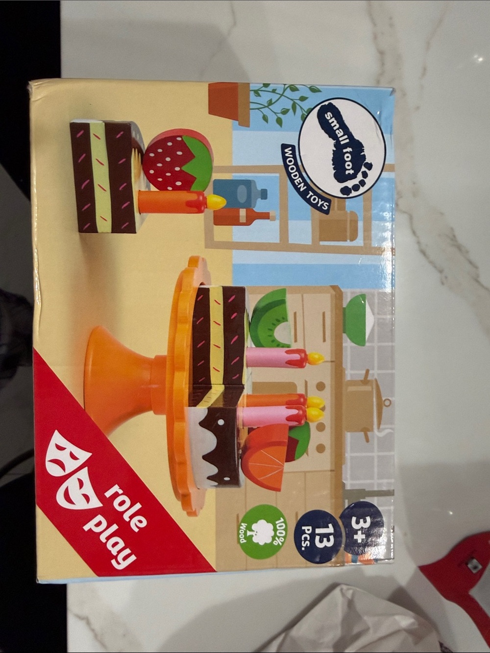 Toy wooden birthday cake - pretend play